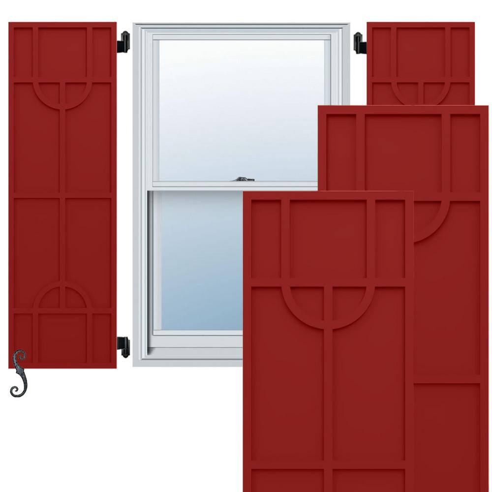 EnduraCore Nordic Modern Style 12-in W x 60-in H Raised Panel Composite Shutters Pair in Fire Red price history on PriceWatchPro