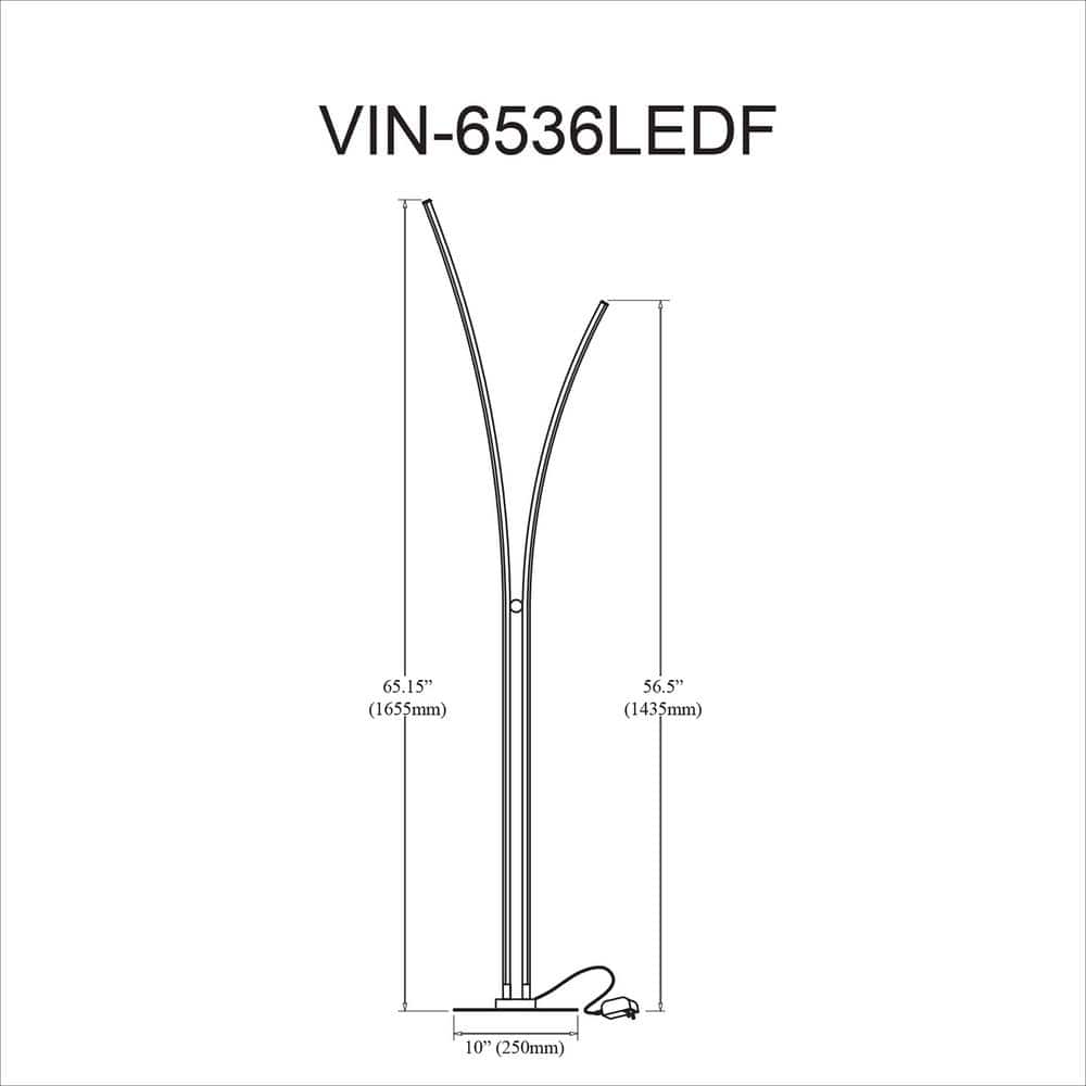Modern Black LED Arc Floor Lamp with White Acrylic Diffuser