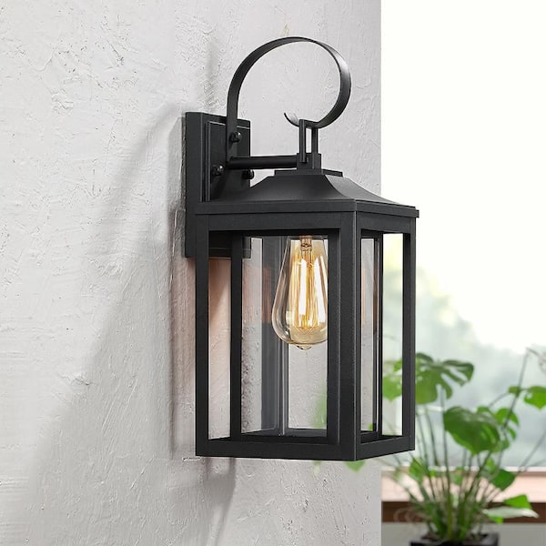 TRUE FINE Kimberley 1-Light 15.5 in. Black Outdoor Wall Lantern Light