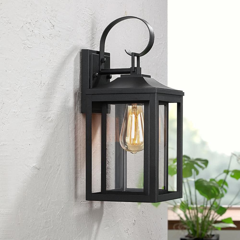 TRUE FINE Kimberley 1-Light 15.5 in. Black Outdoor Wall Lantern