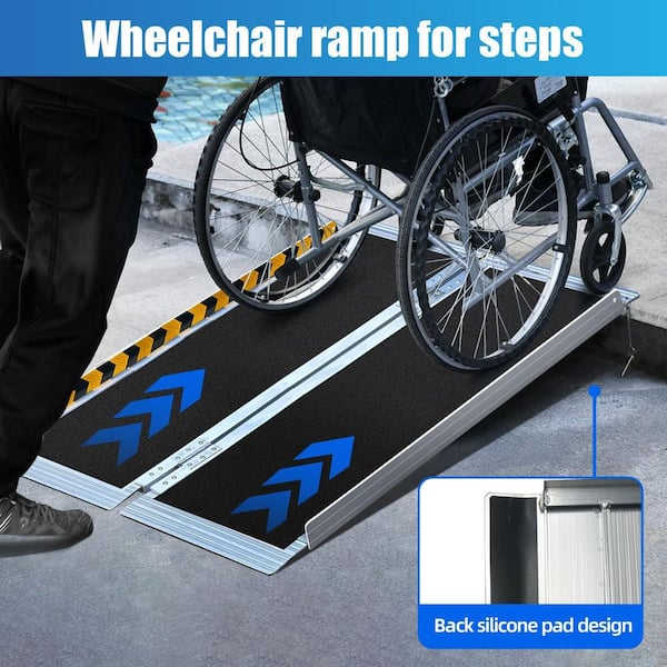 4ft Folding Aluminum Wheelchair Ramp 800lb Capacity Non-Slip