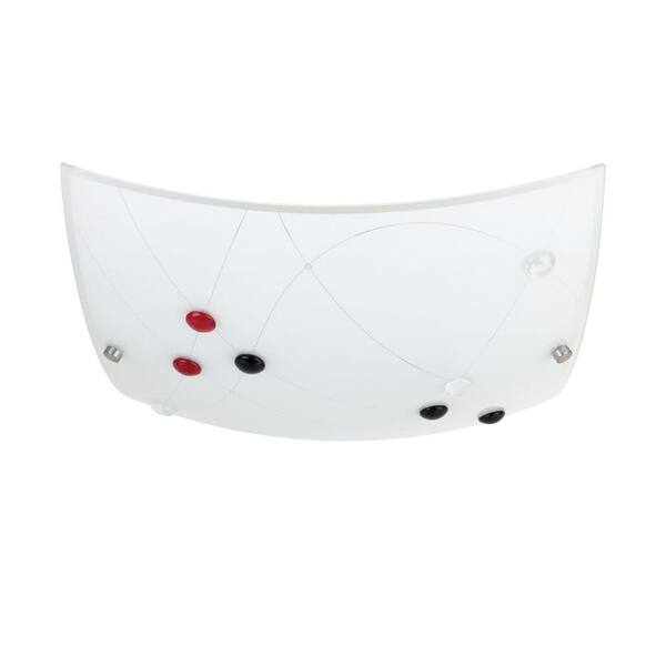 Globe Electric 1-Light Red and Blue Beaded Design Ceiling Flush Mount with Frosted Glass Shade-DISCONTINUED