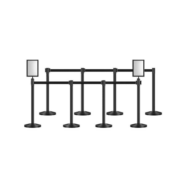Stanchion Post, Stanchions with Retractable Belts, Carbon Steel Black Stanchions Queue with Sand Injection Hollow Base