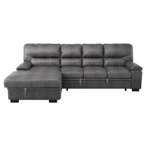 Monroe 114 in. W 2-Piece Microfiber Upholstery Sectional Sofa with Left Chaise in Dark Gray