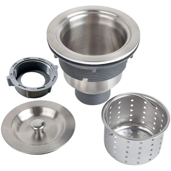 3-1/2 in. Kitchen Sink Basket Strainer in Stainless Steel Brushed Nickel
