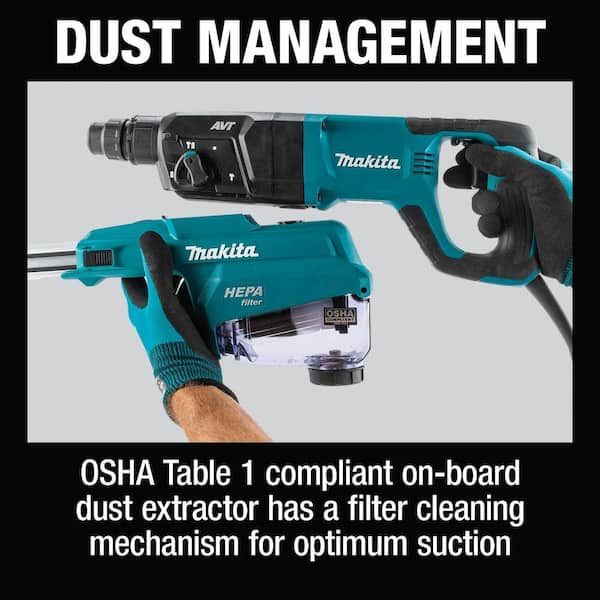 Makita 1 in. SDS-PLUS AVT Rotary Hammer, w/HEPA Dust Extractor, 3