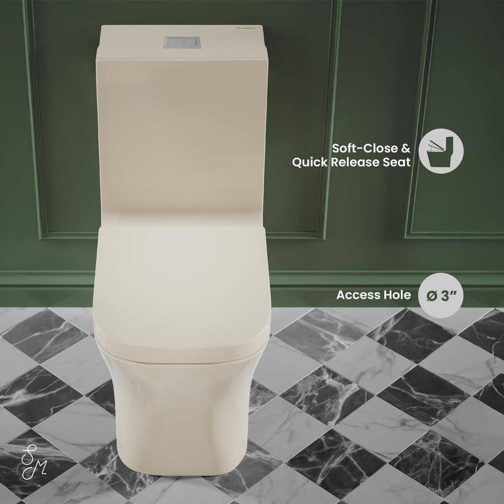 Concorde Bisque Square High-Efficiency Dual-Flush Toilet
