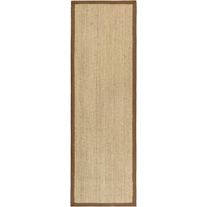 Natural Fiber Beige/Brown 3 ft. x 8 ft. Border Runner Rug