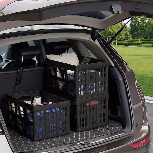 45L Collapsible Storage Bins Set of 3, Foldable Plastic Crates with Handles, Stackable for Home, 33lbs Load, 9.5 Gal