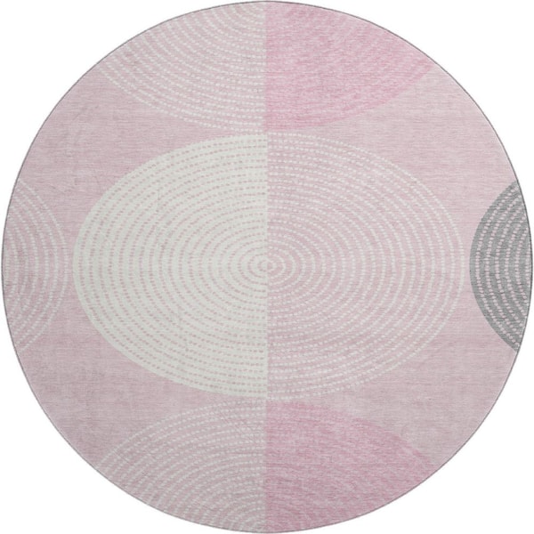 Round Pink Rug Next Addison Rugs Mayfield Premium Machine Washable Abstract AMF2281 Pink 8 ...