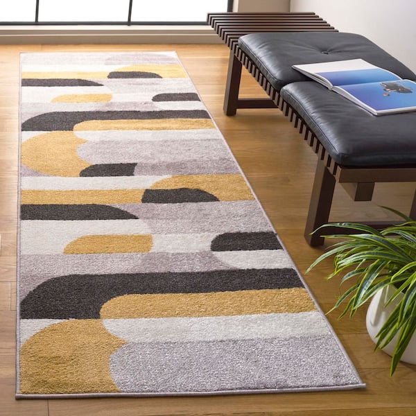 Adirondack 2 ft. x 8 ft. Beige/Yellow Geometric Parallel Runner Rug