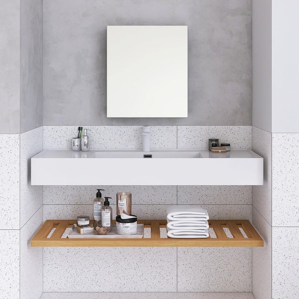 48 in. W x 18 in. D x 8 in. H Wall-Mounted Bathroom Sink in White