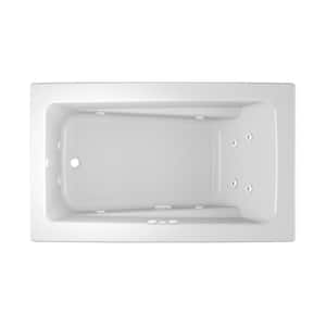 Primo 60 in. x 36 in. Rectangular Whirlpool Bathtub with Left Drain in White