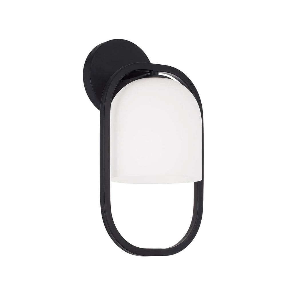 Zeek 7.5 in. 1-Light Matte Black Capsule Sconce with Soft White Glass price history on PriceWatchPro