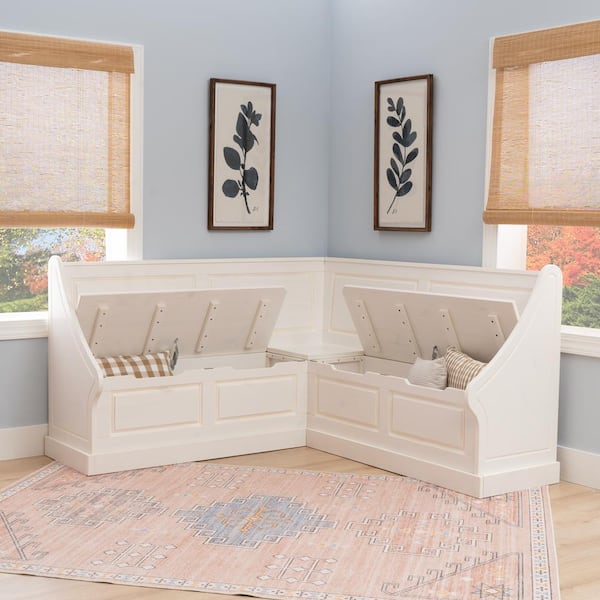 Linon Home Decor Linon Barnett White Corner Breakfast Nook 37.38 in. Tall THD02677 The Home Depot