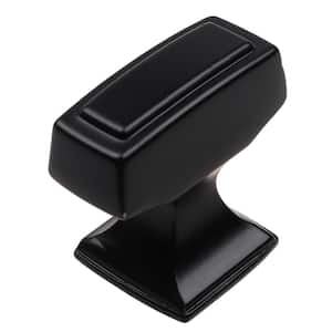 1-1/8 in. Matte Black Deco Rectangle Cabinet Knobs (10-Pack)