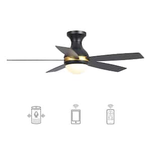 Fannin 52 in. Dimmable LED Indoor/Outdoor Black Smart Ceiling Fan with Light and Remote, Works with Alexa/Google Home