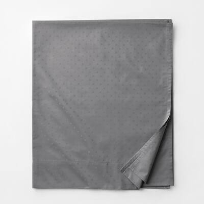 Legends Luxury Dot Gray Smoke 500-Thread Count Cotton Sateen Full Flat Sheet
