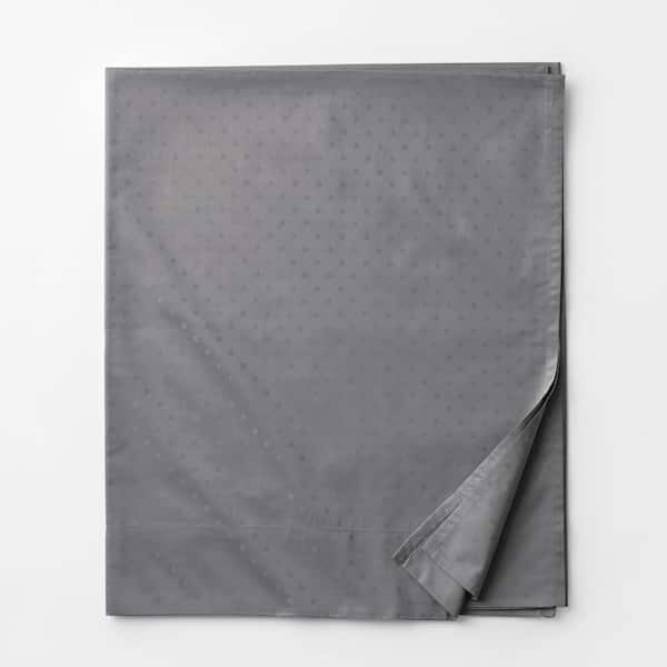 The Company Store Legends Luxury Dot Gray Smoke 500-Thread Count Cotton Sateen King Flat Sheet