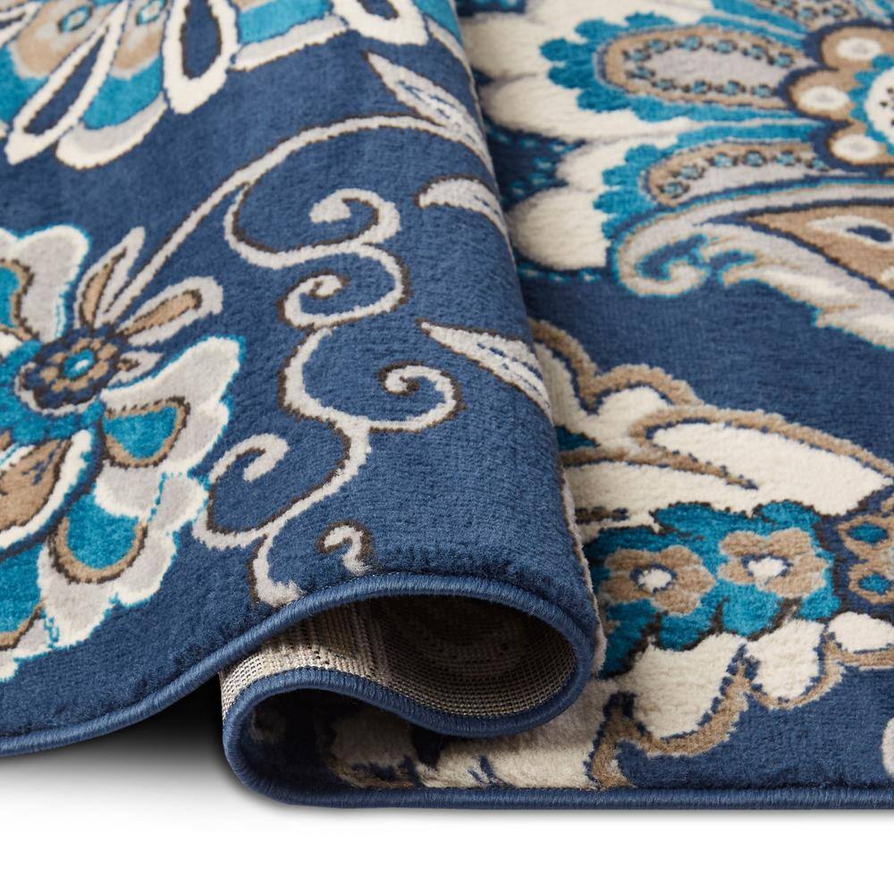 Tremont Lincoln Navy Blue and Grey Floral Area Rug