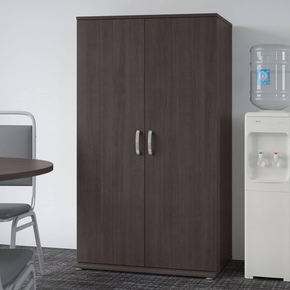 Universal Storm Gray 61.81 in. Accent Storage Cabinet with Doors and Shelve