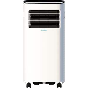 7,000 BTU Portable Air Conditioner Cools 300 Sq. Ft. with Remote, LED Display, Timer and Wheels in White