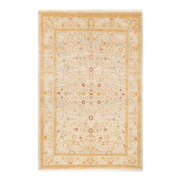 Solo Rugs Mogul One-of-a-Kind Traditional Ivory 4 ft. 3 in. x 6 ft. 3 in. Floral Area Rug