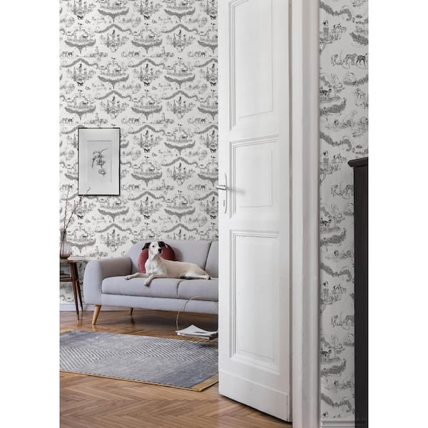 Rachel Antonoff Black Worst in Show Matte Vinyl Peel and Stick Wallpaper