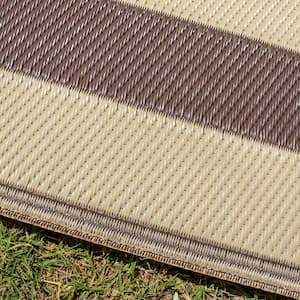 8 ft. x 11 ft. RV Home Brown/Beige Reversible Outdoor Camping Patio RV Mat
