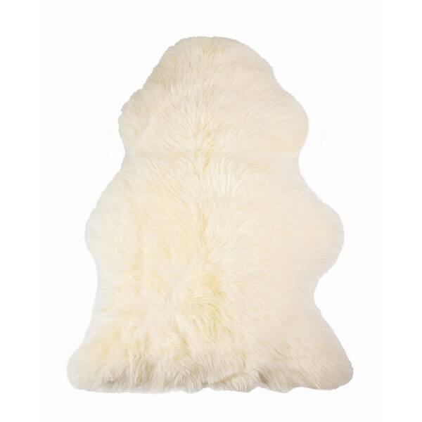 natural Milan Ivory 2 ft. x 3 ft. Shearling Single Sheepskin Area Rug