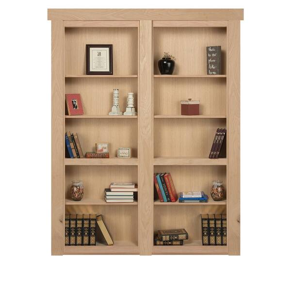 The Murphy Door - 48 in. x 80 in. Flush Mount Assembled Oak Unfinished Universal Solid Core Interior French Bookcase Door