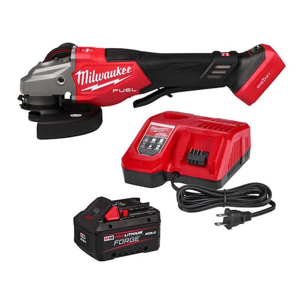 M18 FUEL ONE-KEY 18V Lith-Ion Brushless Cordless 4-1/2 in./6 in. Variable Speed Braking Grinder w/ 8.0Ah Battery/Charger