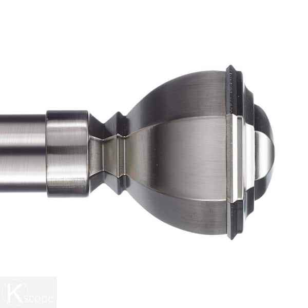 Art Decor 4 ft. Non-Telescoping Single Curtain Rod 1-1/8 in. in Stainless with Venice Finials