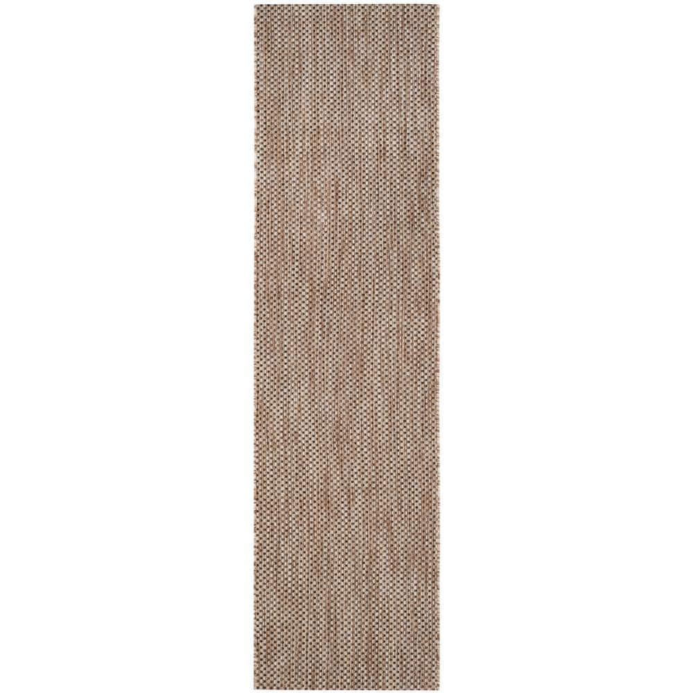 Natural and Black 27" Non-Slip Synthetic Runner Rug