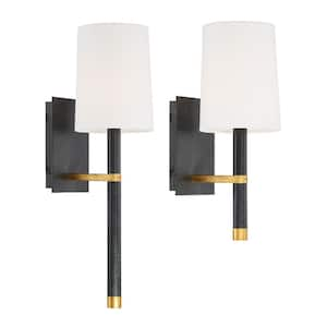 Weston 1-Light Black and Antique Gold Sconce