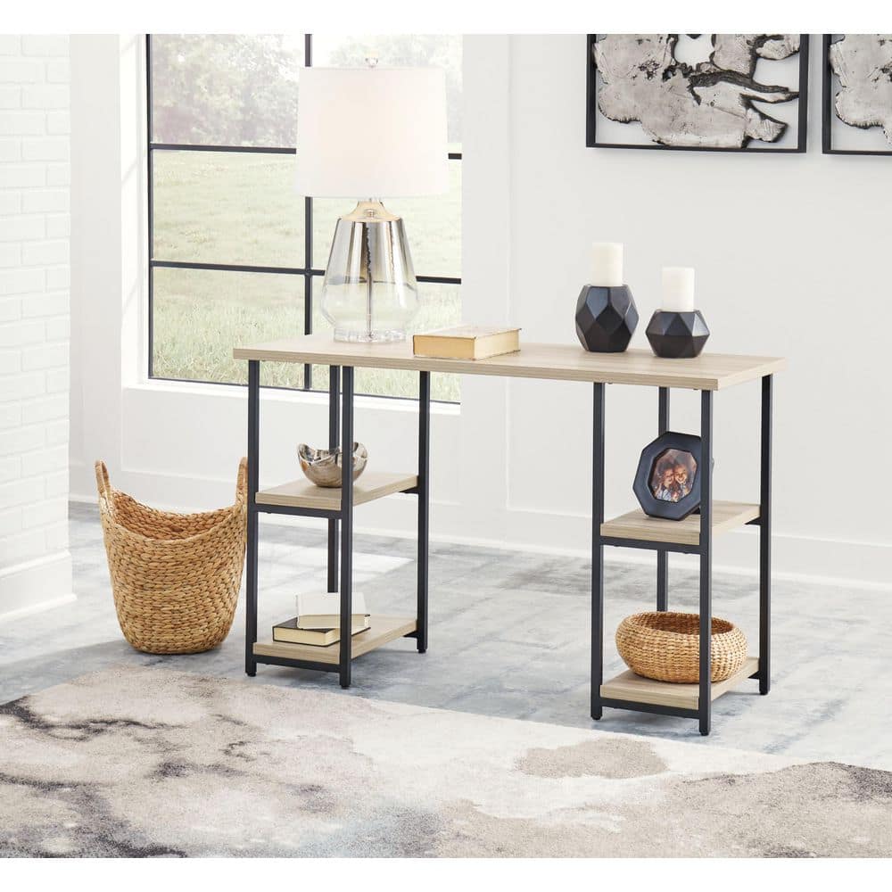 Contemporary Waylowe 48" Black and Beige Executive Home Office Desk