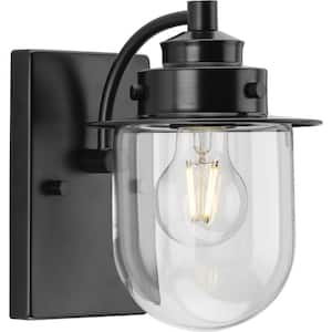Northlake Collection 5.87 in. 1-Light Matte Black Clear Glass Transitional Vanity Light