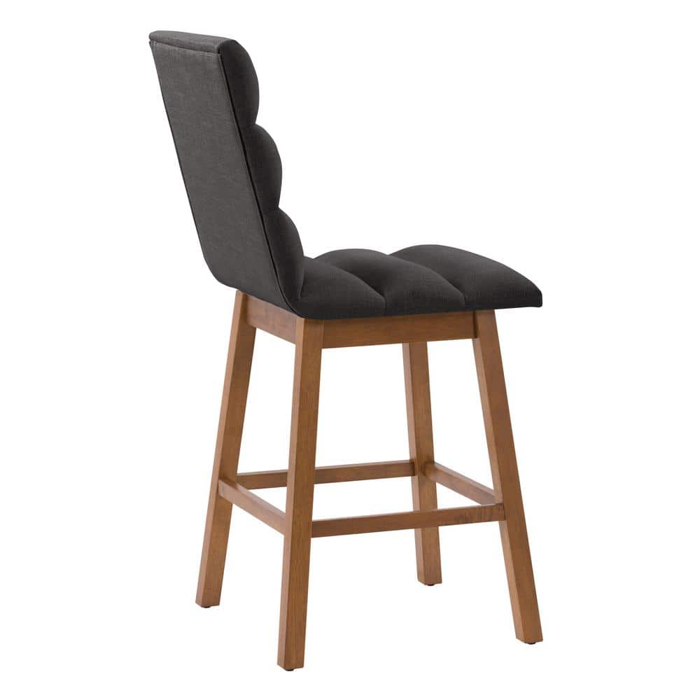 Boston Dark Gray Tufted Fabric Counter Height Barstools, Set of 2