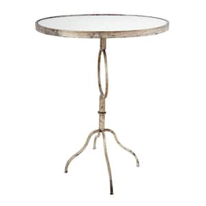 22.7 in. Gold Round Mirror Top End Table