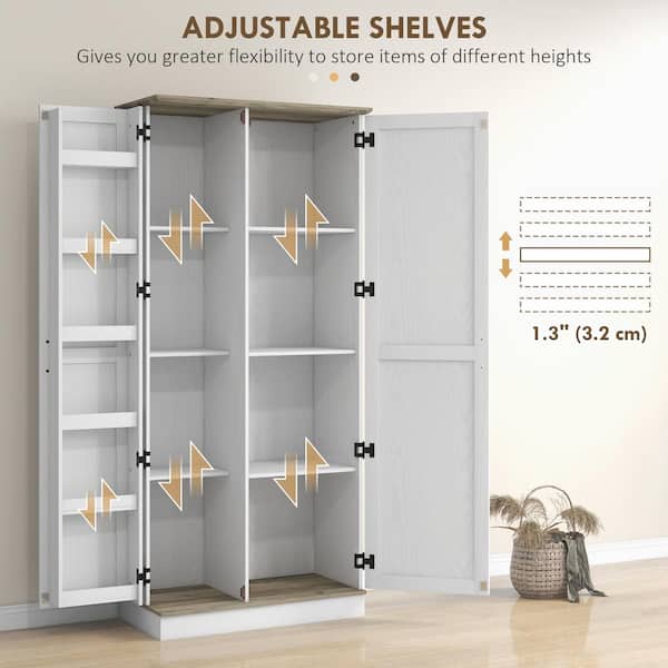 Lycvki 70 in. Wood Pantry Organizer with 6 Spice Racks and