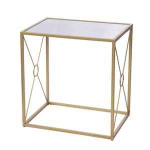 Lillian 23 in. Gold Rectangle Glass End Table