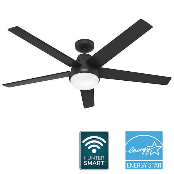 Aerodyne 60 in. Wi-Fi Energy Star Matte Black Smart Standard Ceiling Fan with LED Light Kit and Handheld Remote
