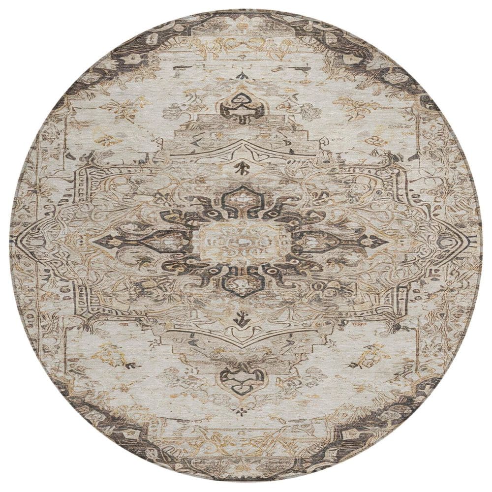 Chantille Machine Washable Indoor/Outdoor Abstract ACN2875 Beige 8 ft. x 8 ft. Round Rug price history on PriceWatchPro