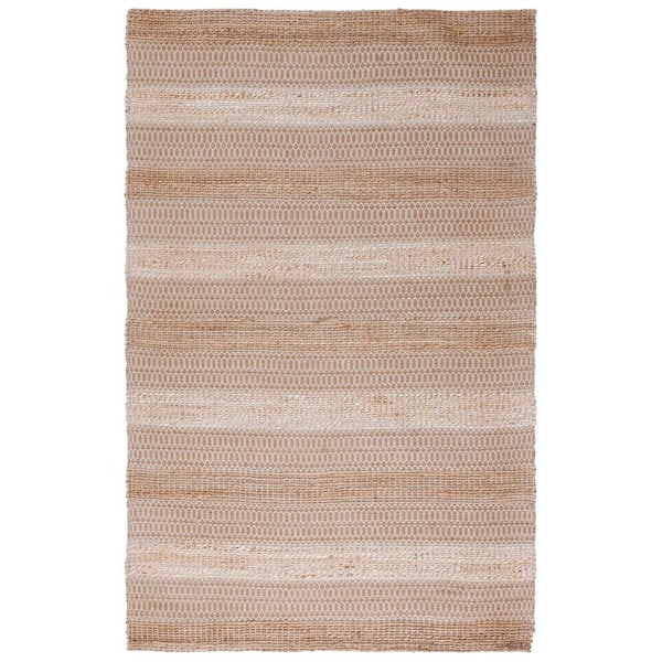 SAFAVIEH Natural Fiber Ivory/Beige 5 ft. x 8 ft. Striped Woven Area Rug