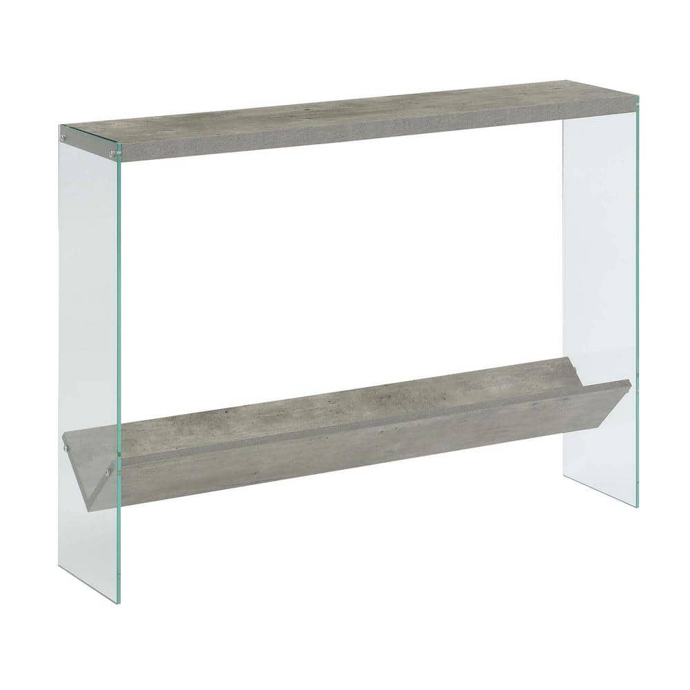 SoHo V Faux Birch 42" Glass-Top Console Table with Storage Shelf
