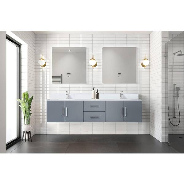 Lexora Geneva 80 in. W x 22 in. D Dark Grey Double Bath