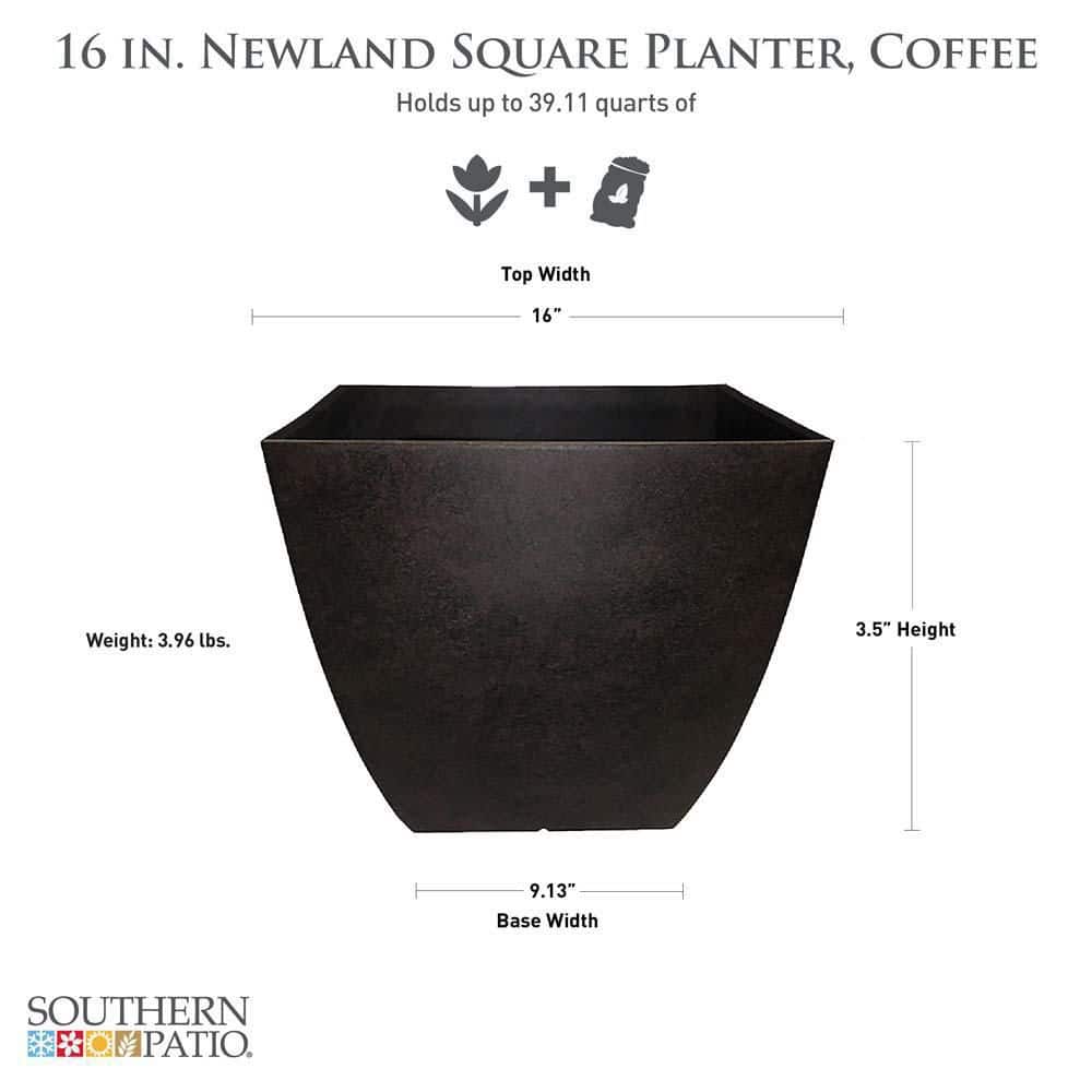 Large Coffee Square Outdoor Planter with UV Resistance
