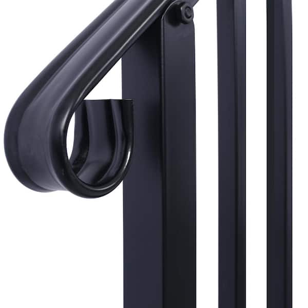 Tatayosi 66 in. H x 2 in. W Steel Handrails for Outdoor Steps, Fit 3 or 4 Steps Outdoor Stair Railing, Flexible Porch Railing Kit