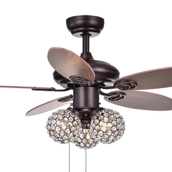 Warehouse of Tiffany Casimer 42 in. Indoor Bronze Ceiling Fan with Light Kit