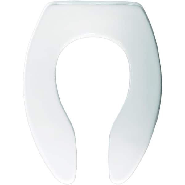 Church Elongated Open Front Commercial Plastic Toilet Seat in White Never Loosens